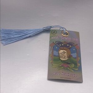 Earthbound trading Gold Pendant Necklace with Blue Tassel Bookmark